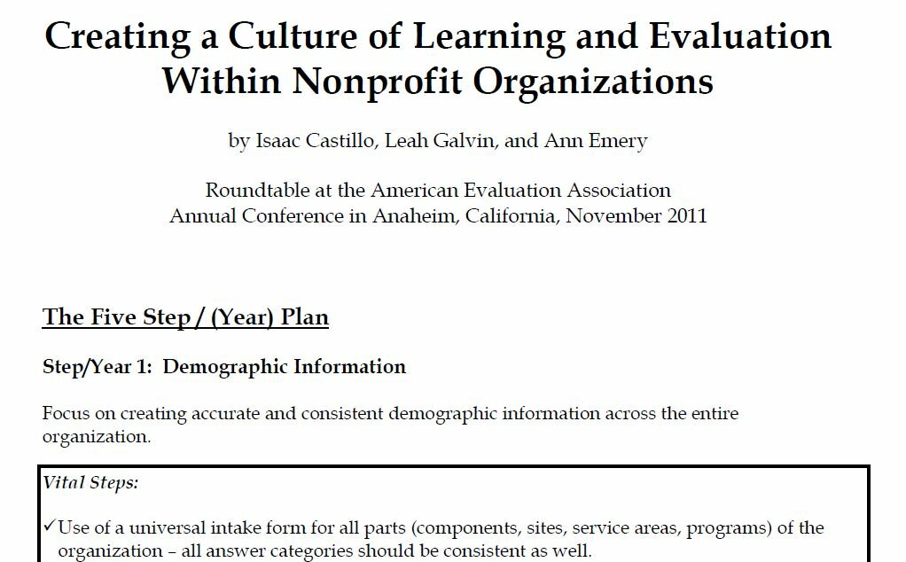 Creating a Culture of Learning and Evaluation in a Multi-Service Nonprofit