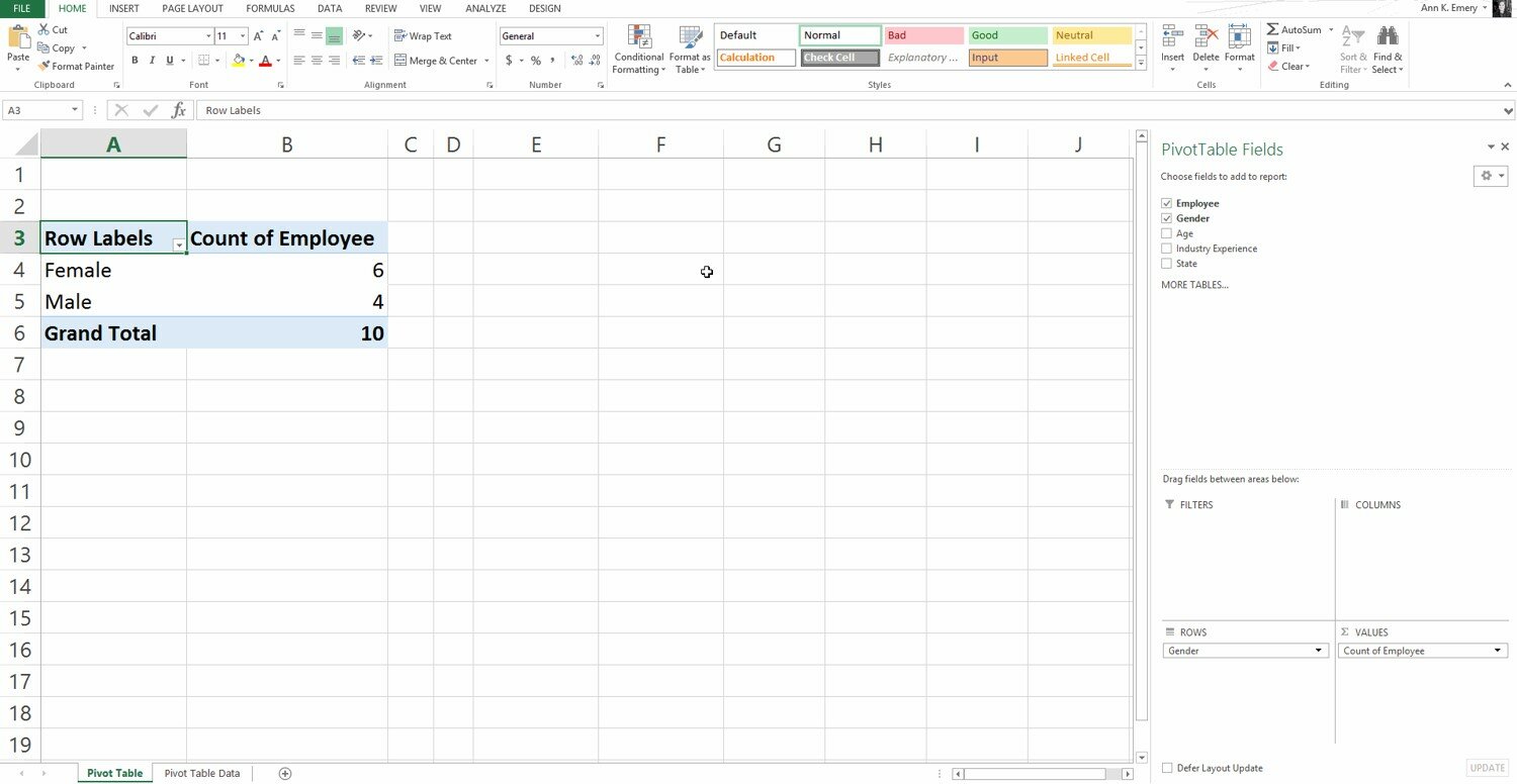 Saving Time and Energy with Pivot Tables